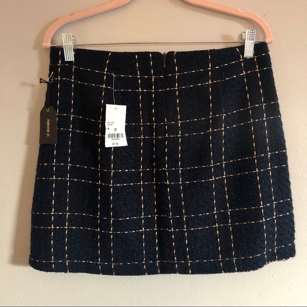 SOLD Navy & Gold tweed mini skirt